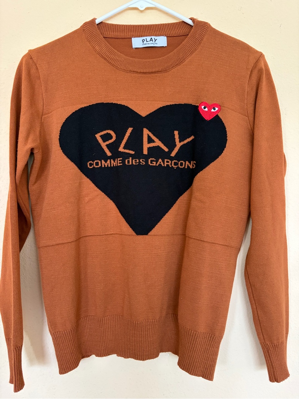 Comme des Garçons PLAY Heart Logo Sweater - Orange brown